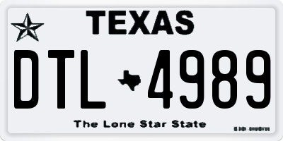 TX license plate DTL4989