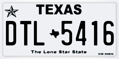 TX license plate DTL5416