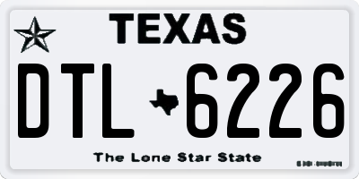 TX license plate DTL6226