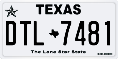 TX license plate DTL7481