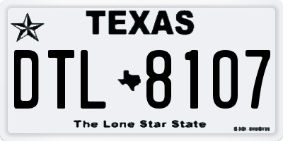 TX license plate DTL8107