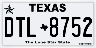 TX license plate DTL8752