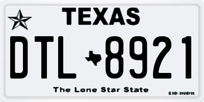 TX license plate DTL8921
