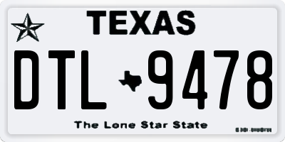 TX license plate DTL9478