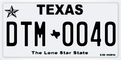 TX license plate DTM0040