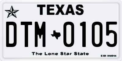 TX license plate DTM0105
