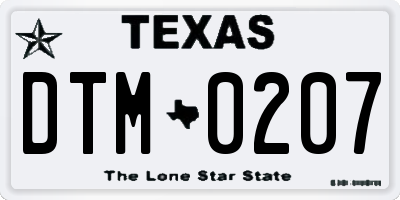 TX license plate DTM0207
