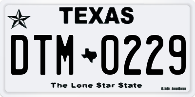 TX license plate DTM0229
