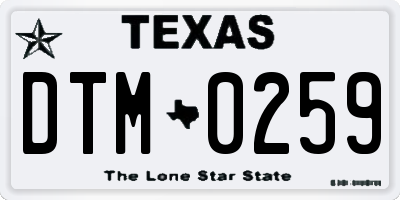 TX license plate DTM0259