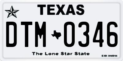 TX license plate DTM0346