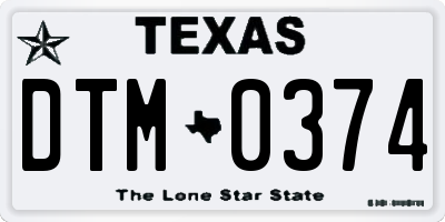 TX license plate DTM0374