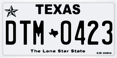 TX license plate DTM0423