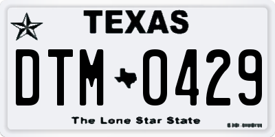 TX license plate DTM0429