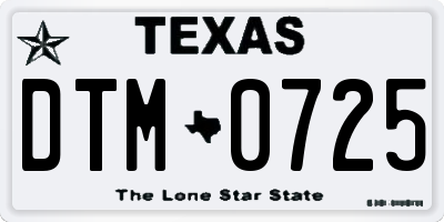 TX license plate DTM0725