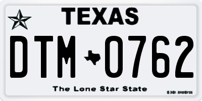 TX license plate DTM0762