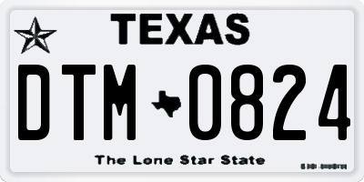 TX license plate DTM0824