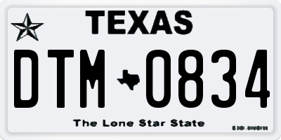TX license plate DTM0834