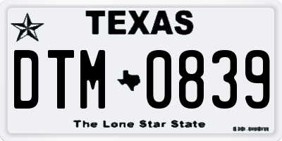 TX license plate DTM0839