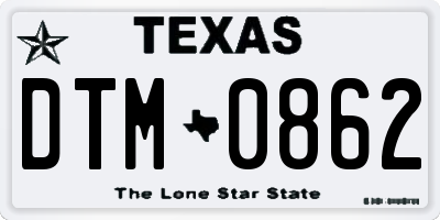 TX license plate DTM0862