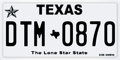 TX license plate DTM0870