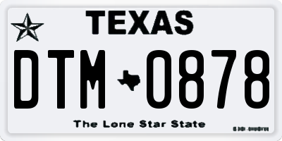 TX license plate DTM0878
