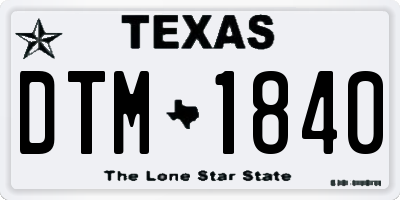 TX license plate DTM1840