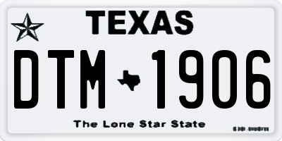 TX license plate DTM1906