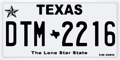 TX license plate DTM2216