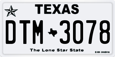 TX license plate DTM3078