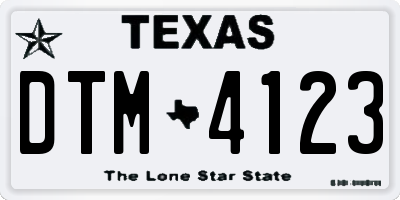 TX license plate DTM4123