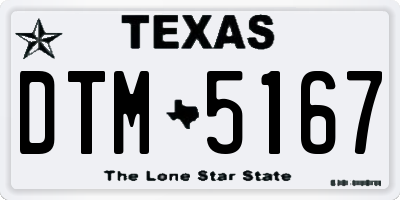 TX license plate DTM5167