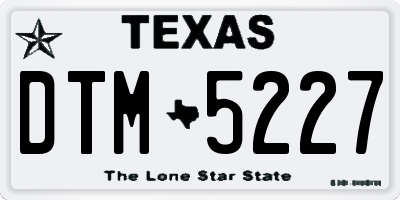 TX license plate DTM5227
