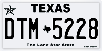 TX license plate DTM5228