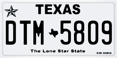 TX license plate DTM5809