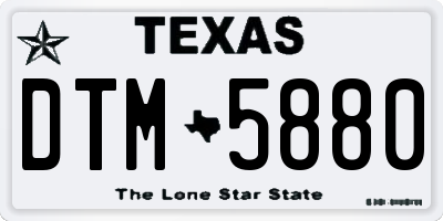 TX license plate DTM5880