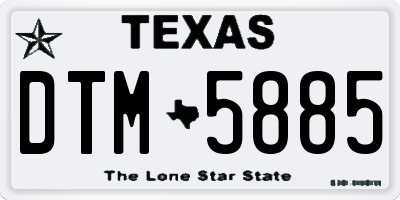 TX license plate DTM5885