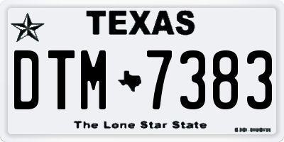 TX license plate DTM7383