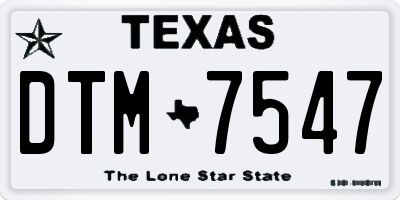 TX license plate DTM7547