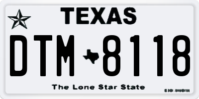 TX license plate DTM8118