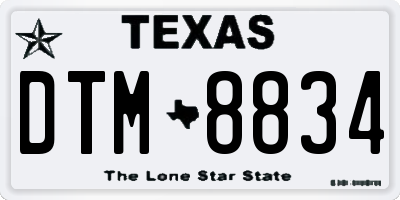 TX license plate DTM8834
