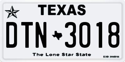 TX license plate DTN3018