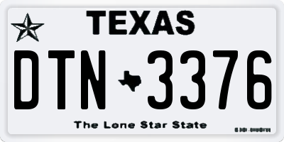 TX license plate DTN3376