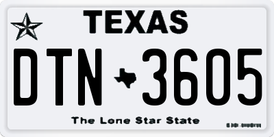 TX license plate DTN3605