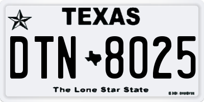 TX license plate DTN8025