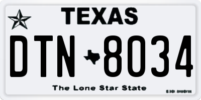 TX license plate DTN8034