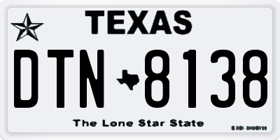 TX license plate DTN8138