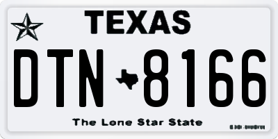 TX license plate DTN8166