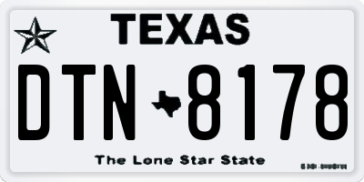 TX license plate DTN8178