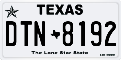 TX license plate DTN8192
