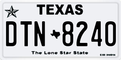 TX license plate DTN8240